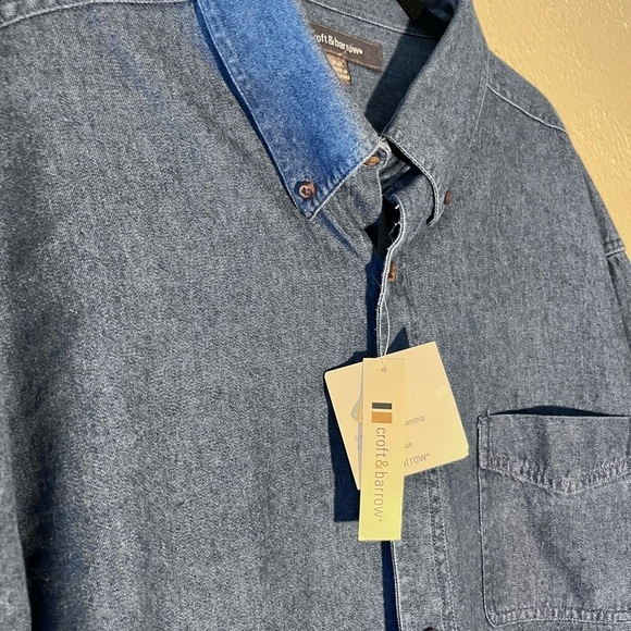 Croft & Barrows Denim button down long sleeve Men’s shirt size XXL NWT - Picture 3 of 5